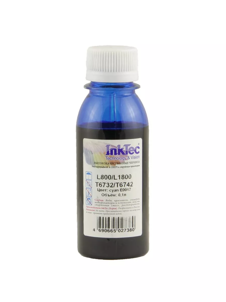 Чернила InkTec (E0017) для Epson L800/L1800 (T6732/ T6742), C, 0,1 л.