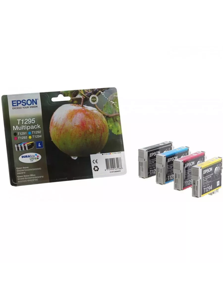 Комплект картриджей Epson Stylus SX230/235W/SX420W/SX425W (О) C13T12954010/12, BK,C,M,Y