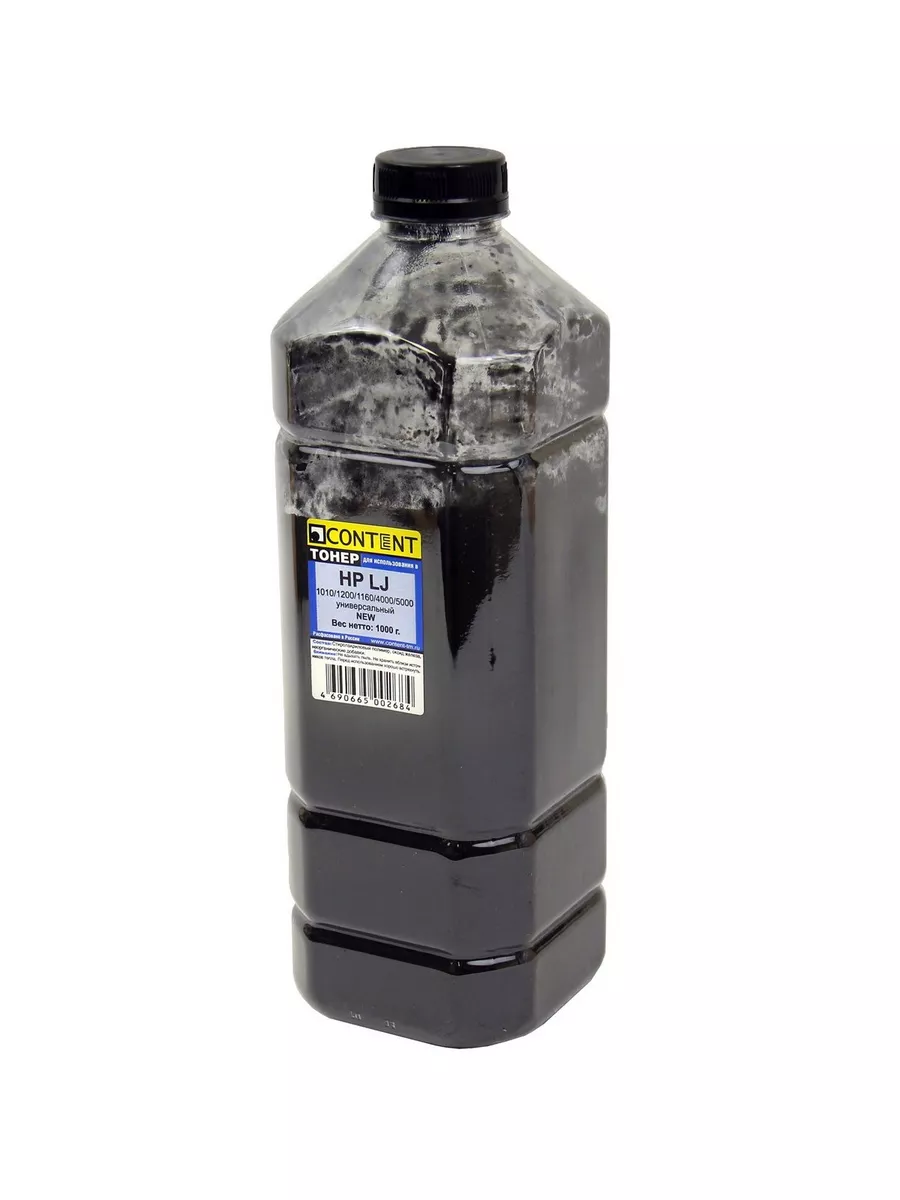 Тонер Content Универсальный для HP LJ 1010/1200/1160/4000/5000, Bk, 1 кг, канистра