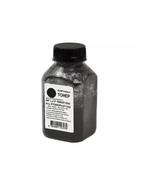 Тонер NetProduct для HP LJ P1005/P1505/ProP1566/ProP1102, Bk, 60 г, банка
