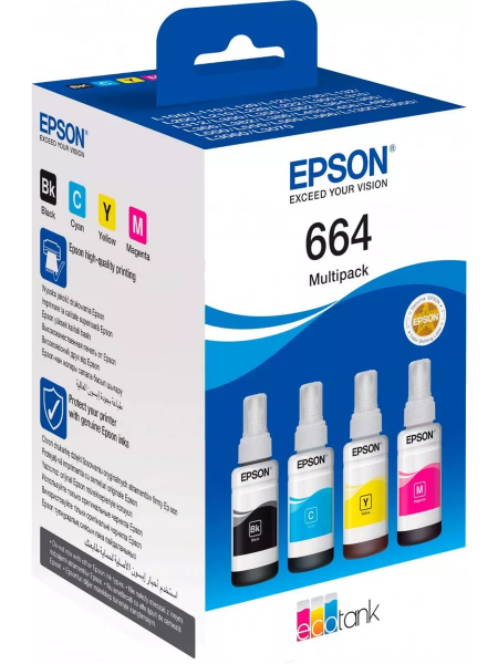 Чернила Epson L100/110/200/210/300/355/550/555 (O) 4 цвета мультипак C13T66464A