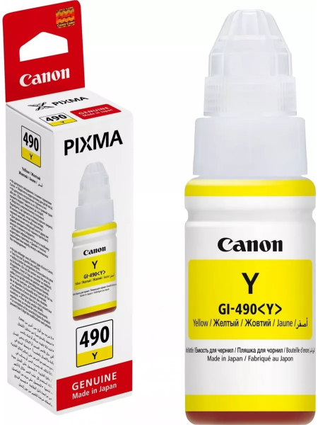 Чернила Canon GI-490Y PIXMA G1400/2400/3400, 70мл (О) жёлтые 0666C001