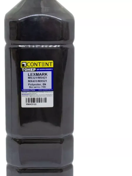 Тонер Content  для Lexmark MS321/MS421/MX431/MX521, Polyester, Bk, 750 г, канистра